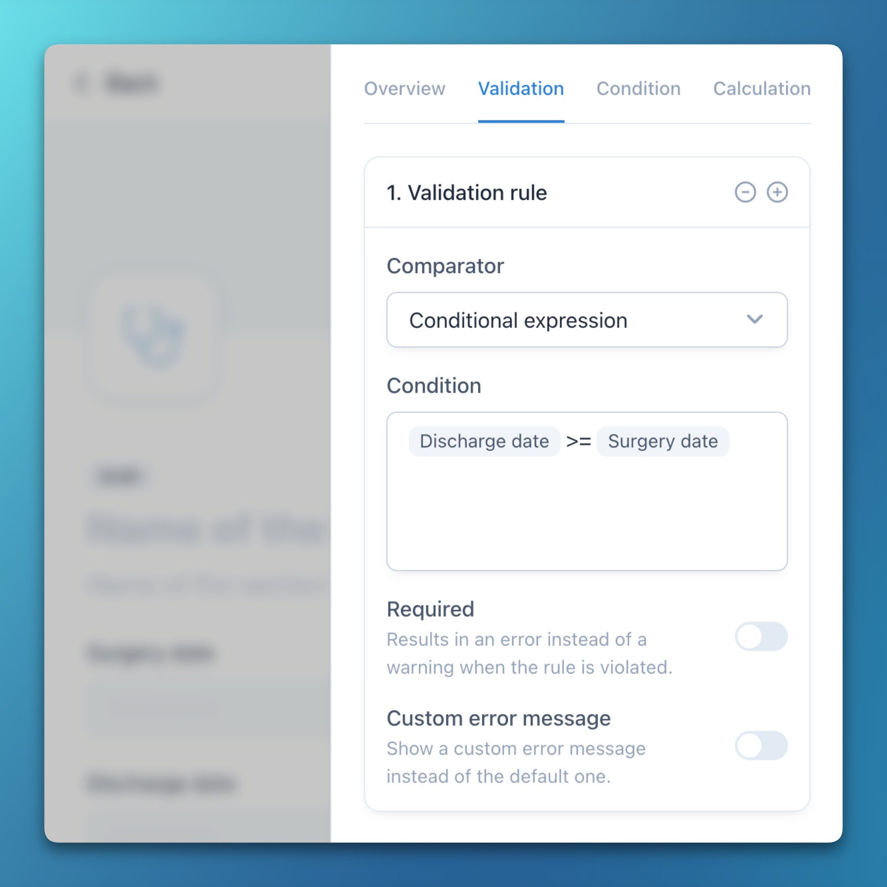 Expressions in validation rules