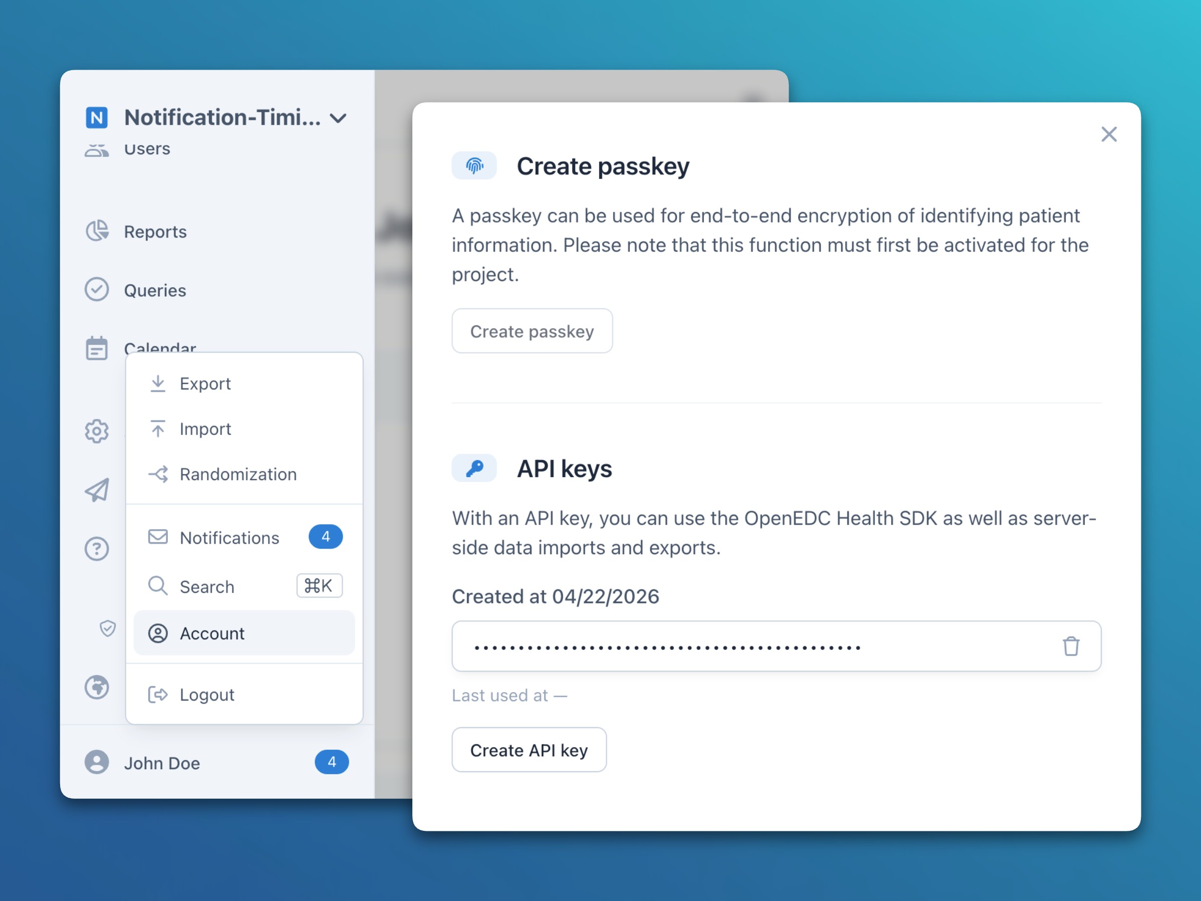 API key creation